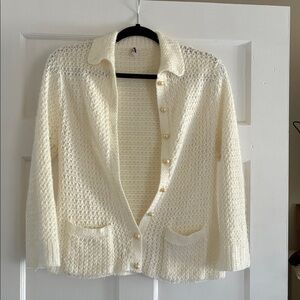 Vintage International of California Cream Knit Cardigan Size Small